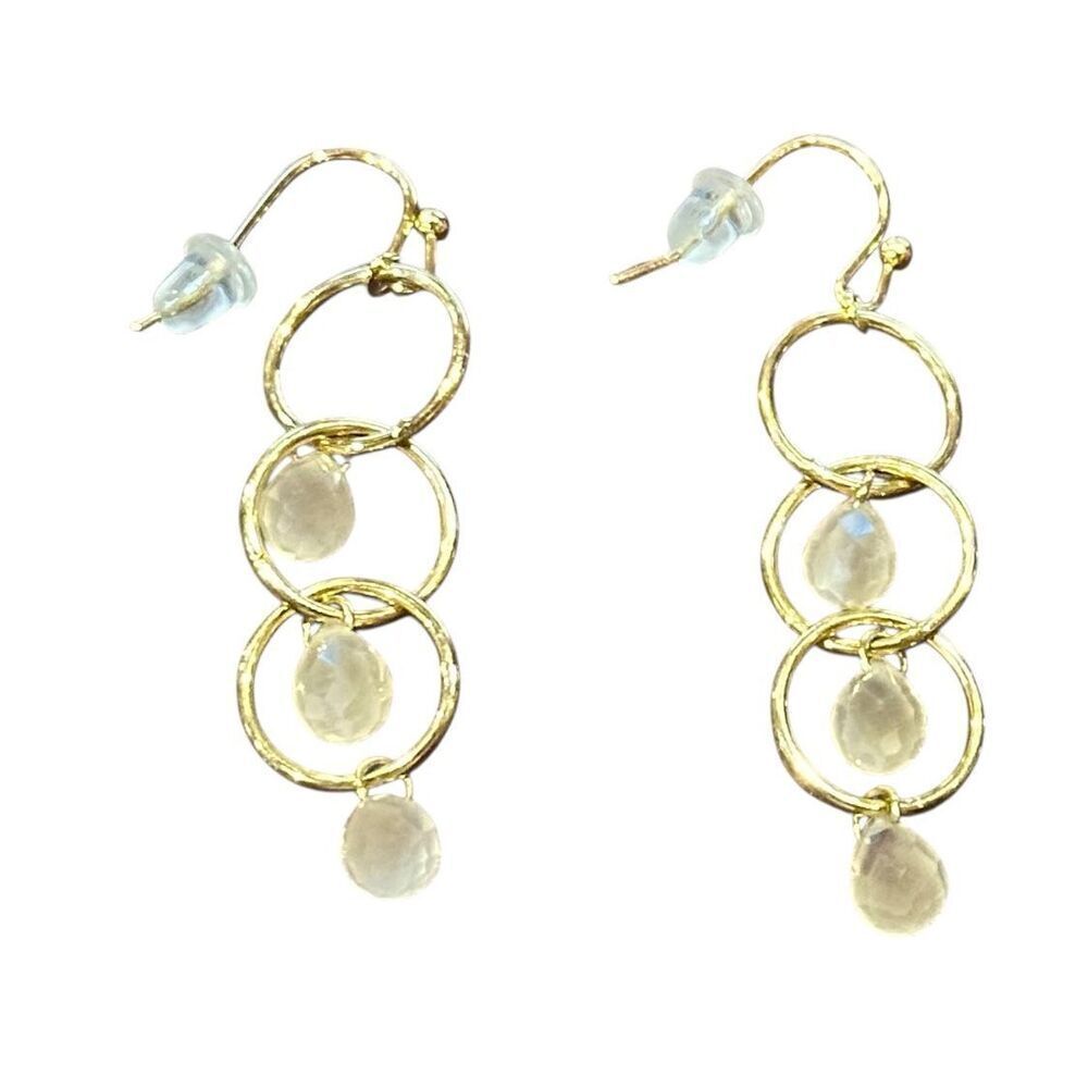 TAI Circle Drop Earrings in Gold & Pale Pink New